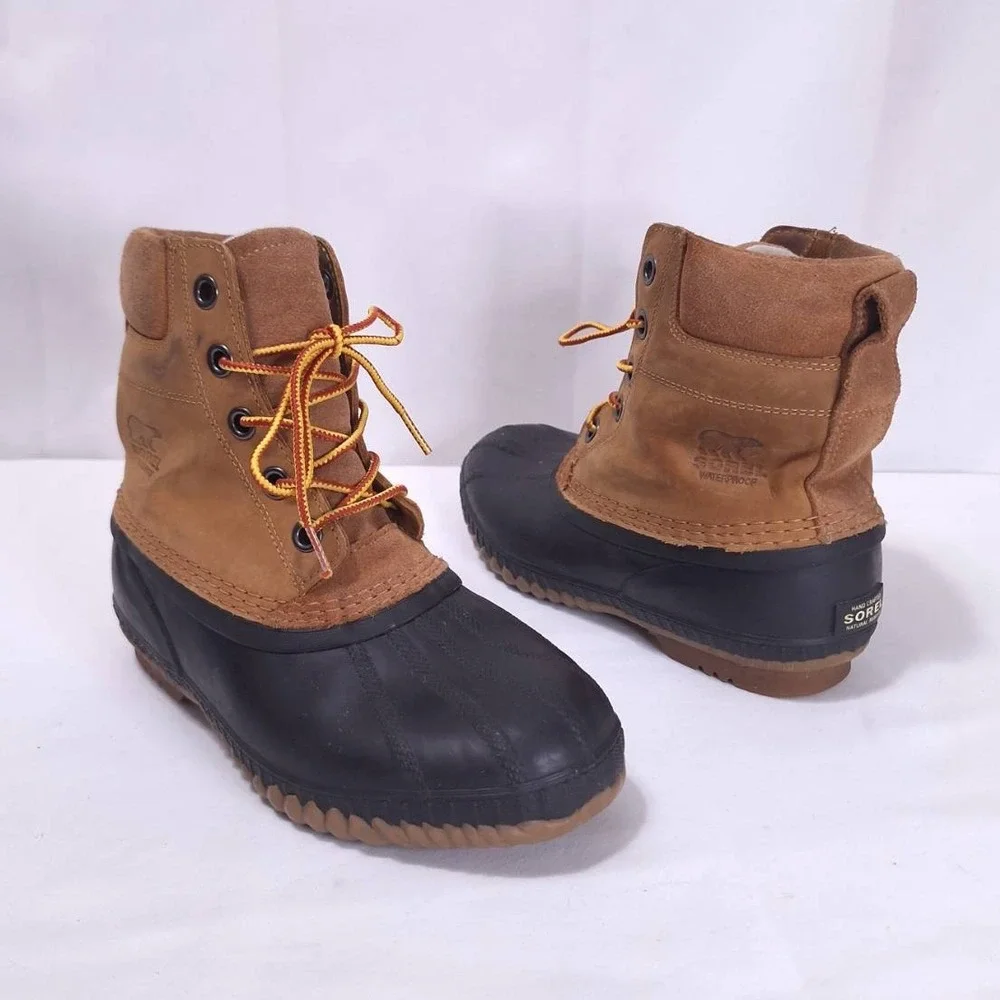 Sorel Cheyanne II Waterproof‎ Duck Boots Men 6 Women 7 Leather Lace Up Snow